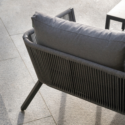 Darcey Rope Aluminium 3 Seater Chaise Sofa Lounging Set in Heron Grey
