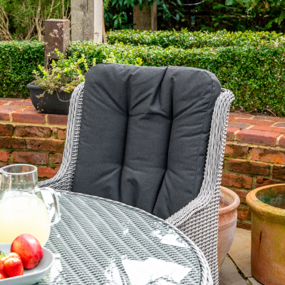 Talia 4 Seat Rattan Dining Set - Round Table in White Wash