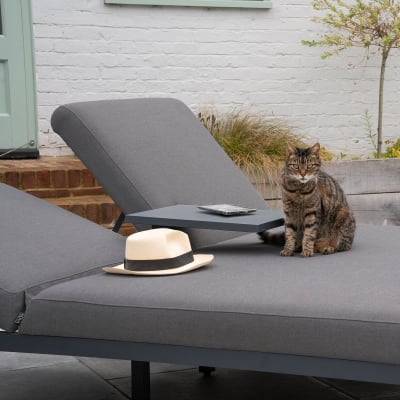 Dani All Weather Fabric Aluminium Double Sun Lounger in Dark Grey