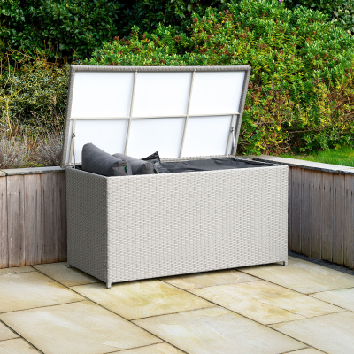 Medium Rattan Storage Box in Moon Grey