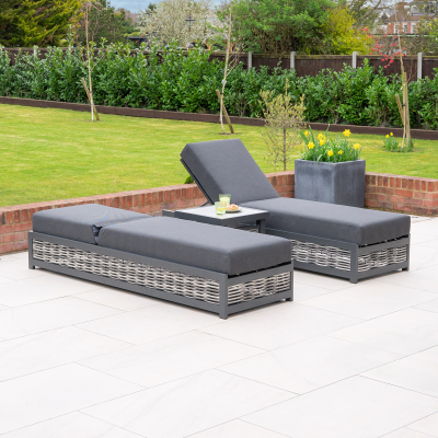 Caleb Rattan Aluminium Sun Lounger in Dapple Grey