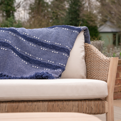 Hailey Rattan Wood 2 Seater Sofa Lounging Set in Acorn