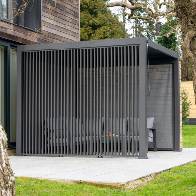 Legacy Aluminium Vertical Louvre Side Panel - 1.3m x Two Panels in Graphite Grey