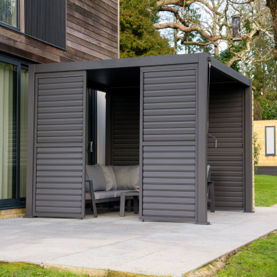 Legacy Aluminium Shuttered Louvre Side Panel - 1.2m x Two Panels in Graphite Grey