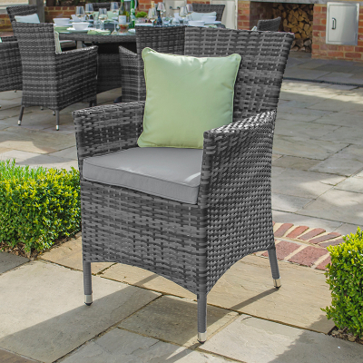 Amelia 10 Seat Rattan Dining Set - Round Table in Grey Rattan