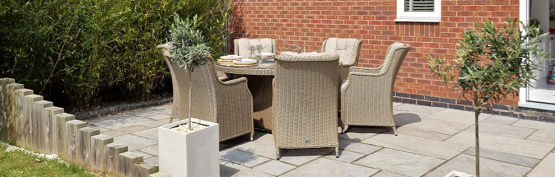 Rattan round garden dining set with fire pit table