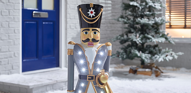 Norbert the Christmas Nutcracker Outside A Home