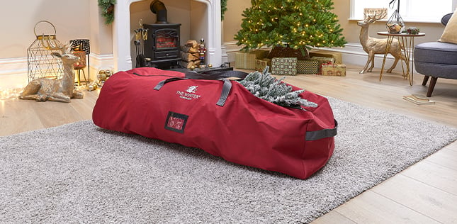 Red artificial Christmas tree storage bag with zip