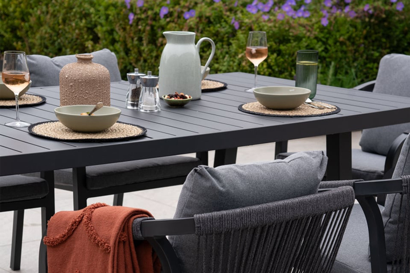 snacks are served on rattan lazy susan