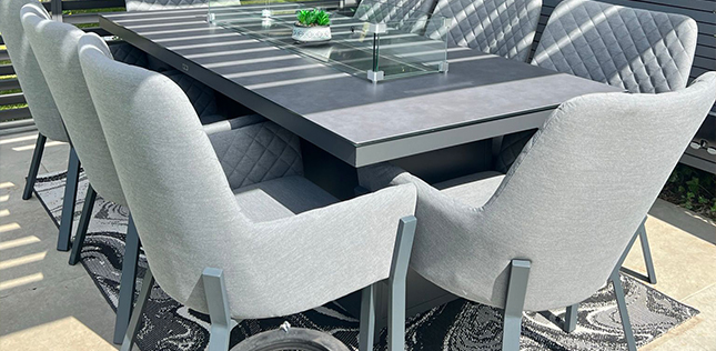 weatherproof fabric garden dining table with chairs